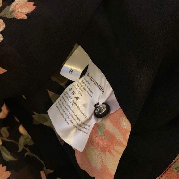 Reformation Luanne Dress Floral Black - Picture 7 of 7